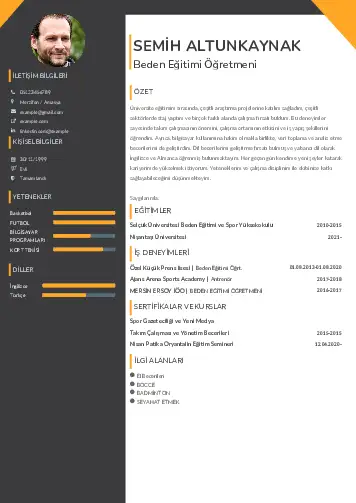 Beden Eğitimi Öğretmeni CV Örnekleri cv indir